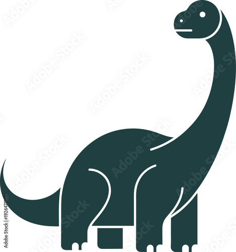 Minimalist Dinosaur Silhouette Icon Flat Design Vector Illustration