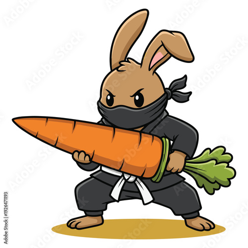 Ninja bunny carrot vector illustration
