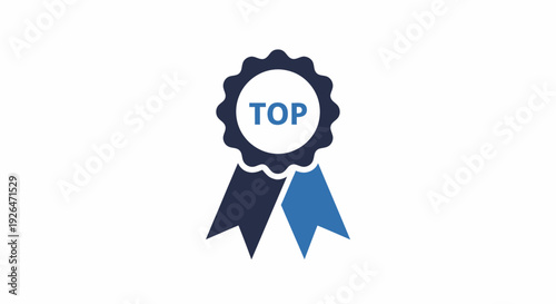 Top Award Rosette Ribbon Icon Isolated on White Background