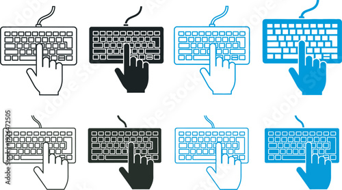 Computer keyboard and mouse graphics in various colors and styles