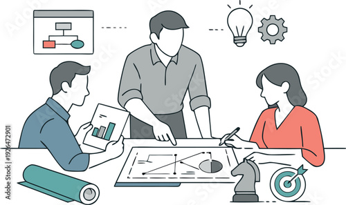 Flat style different bussiness meeting