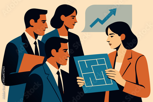 Flat style different bussiness meeting