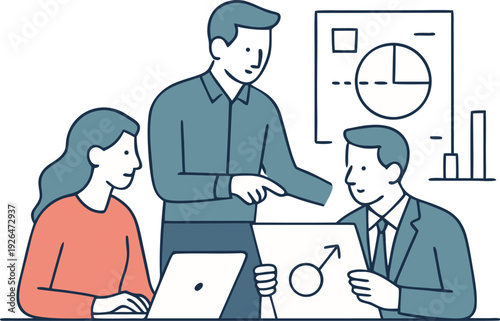 Flat style different bussiness meeting