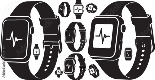 Collection of smartwatches and wearable devices with heart rate monitors