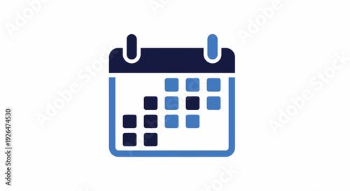 Calendar Icon Blue Flat Design Vector Isolated on White Background