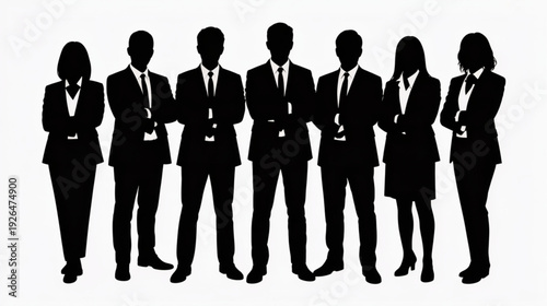Set of 7 business people silhouettes vector
