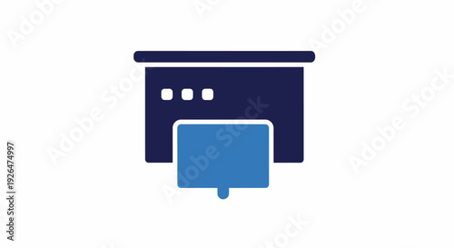 Blue Printer Printing Document Flat Design Icon Isolated on White