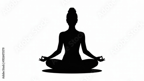 Black silhouette of woman meditating vector