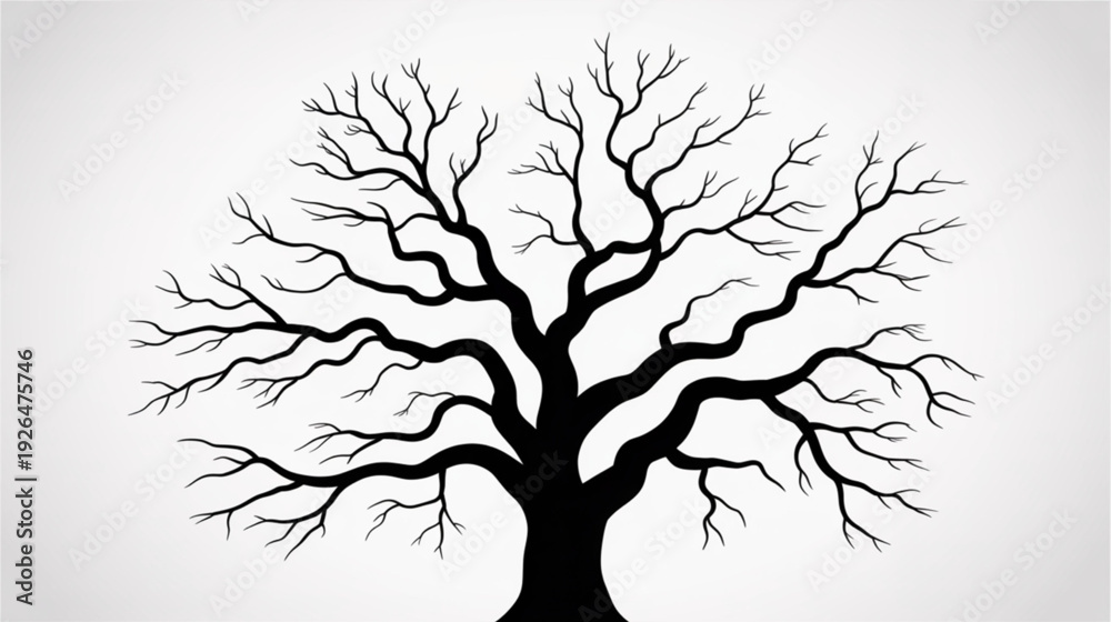Obraz premium Vector bare tree silhouette