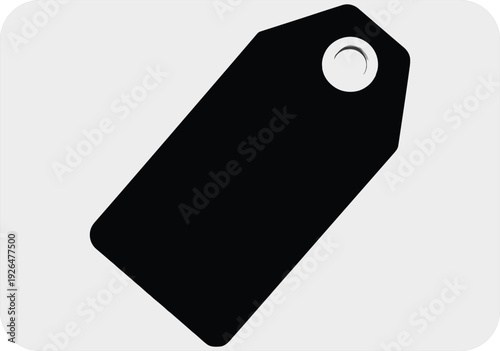 A black blank tag with a hole at the top right corner