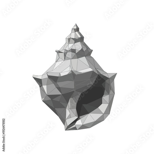 Abstract Low Poly Seashell 3D Model Isolated on White Background