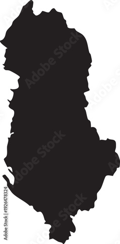 Albania map silhouette simple black vector shape for national identity and travel concepts isolated on white background