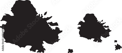Obraz na płótnie Black silhouette map of Antigua and Barbuda simple vector graphic for travel and