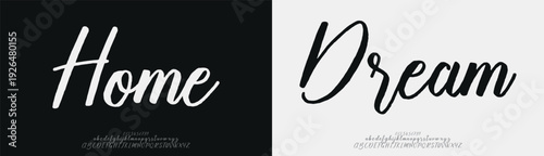 Home Dream, Script minimal luxury font alphabet logo. Typography beauty fashion elegant minimalist serif italic fonts decorative wedding vintage retro logos. vector illustration
