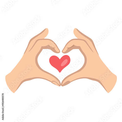 assembly realistic sticker design on paper hands heart
