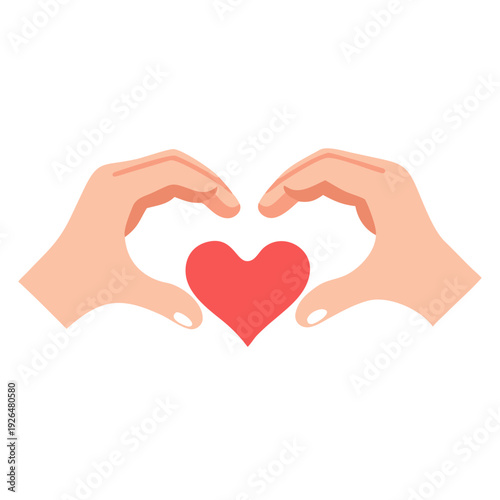 assembly realistic sticker design on paper hands heart
