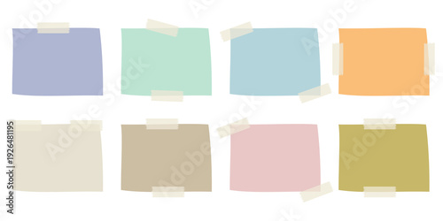 Colorful sticky notes with tape collection isolated