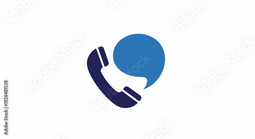 Telephone Call Icon with Blue Speech Bubble Vector Icon