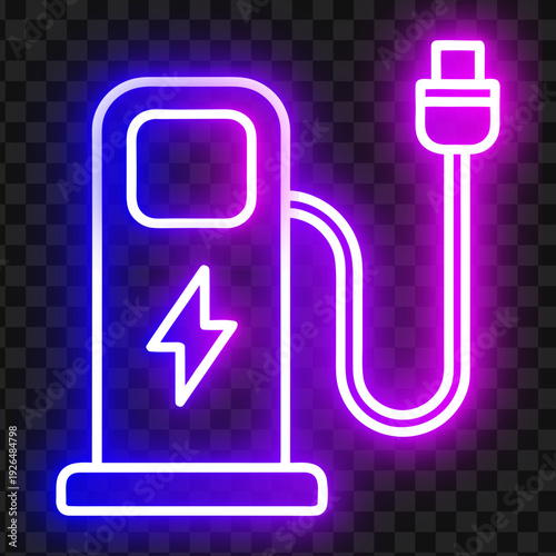 Electric Vehicle Charging Station Neon Icon
