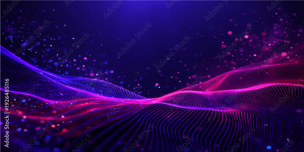 Obraz premium Abstract blue and light background design with an alpha channel featuring glowing waves and motion lines in a purple space pattern for a bright vector illustration texture