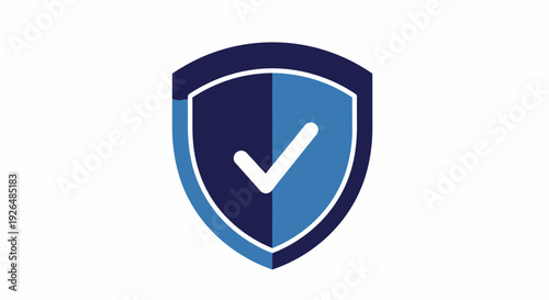 Blue Security Shield with White Checkmark Flat Vector Icon