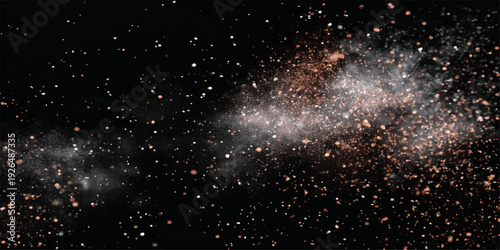 A vibrant explosion of snow-like fireworks illuminates the dark cosmic night, blending a glowing winter nebula with a deep starry galaxy across the bright fantasy universe