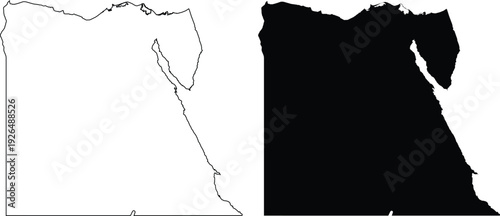 Egypt outline and silhouette maps Africa