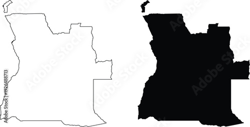 Outline and Silhouette Map of Angola africa