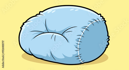 Light blue bean bag chair on yellow background illustration