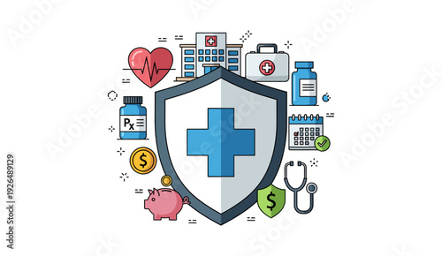 Healthcare Insurance and Medical Protection Concept Illustration