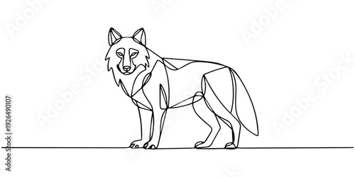 Continuous line(Square), Siberian Husky. Drawing of set Animals. (Vector illustration one line drawing)