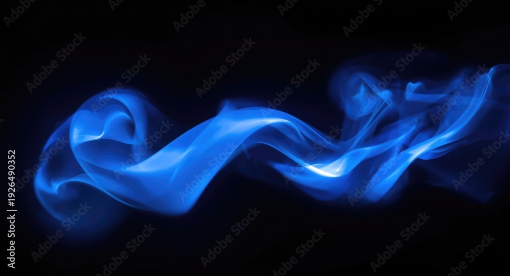 Fototapeta premium Abstract blue flame effect glowing on black background with digital light motion