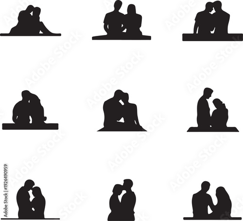couples in various intimate poses on white background
