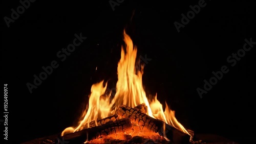 Burning fire flames with orange and red colors