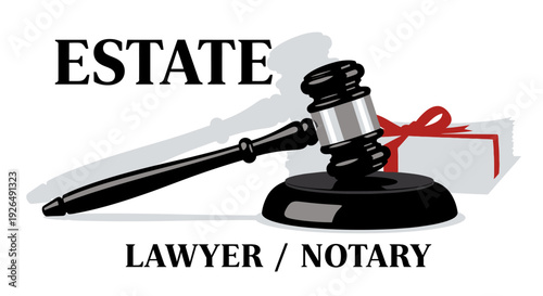 Estate Lawyer and Notary Service Concept with Gavel and Legal Documents.