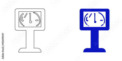 Professional briefcase vector icon set with outline and solid blue business bag illustrations for office and corporate design.