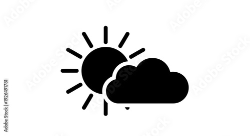Modern Sun and Cloud Weather Icon - Partly Cloudy Symbol