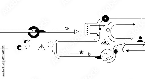 Abstract Digital Workflow Path - Connection and Data Stream Illustration