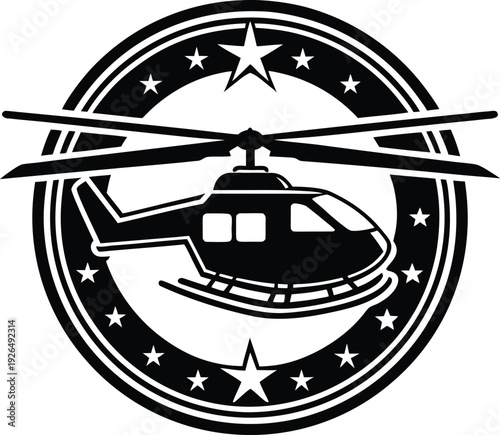 Clean helicopter silhouette logo design vector illustration