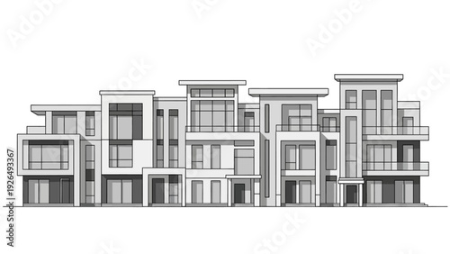 Modern townhouse apartment building architectural facade.
