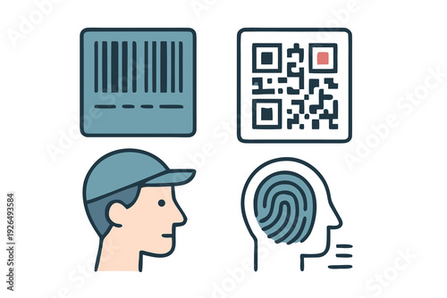 Biometric & Identification Icon Illustrations