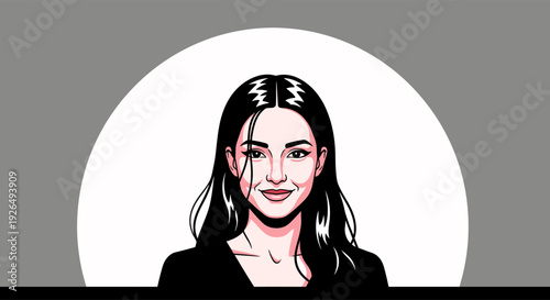 Vector illustration of a young woman avatar in a modern minimalist pop art comic art style.