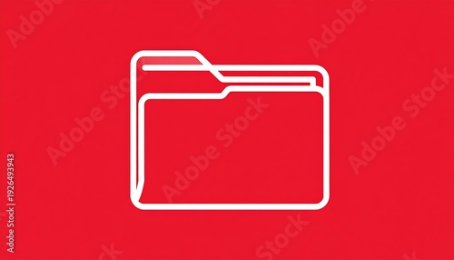 A simple, outlined folder icon against a solid red background. The design is minimalist with a clean, modern aesthetic