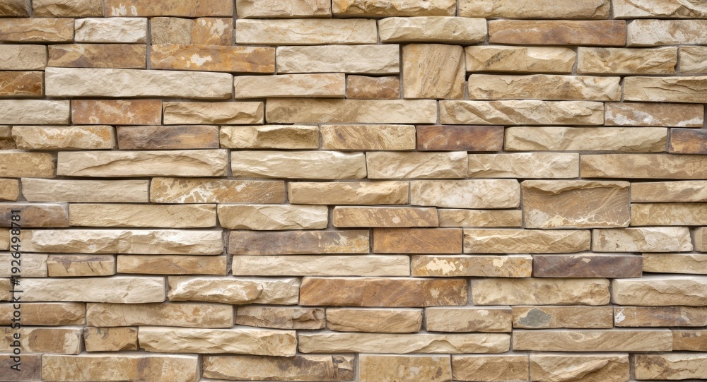 Obraz premium Detailed beige stone wall surface with mixed rock and brick composition