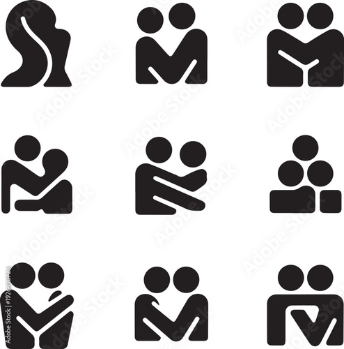 group of people icons in different poses and interactions