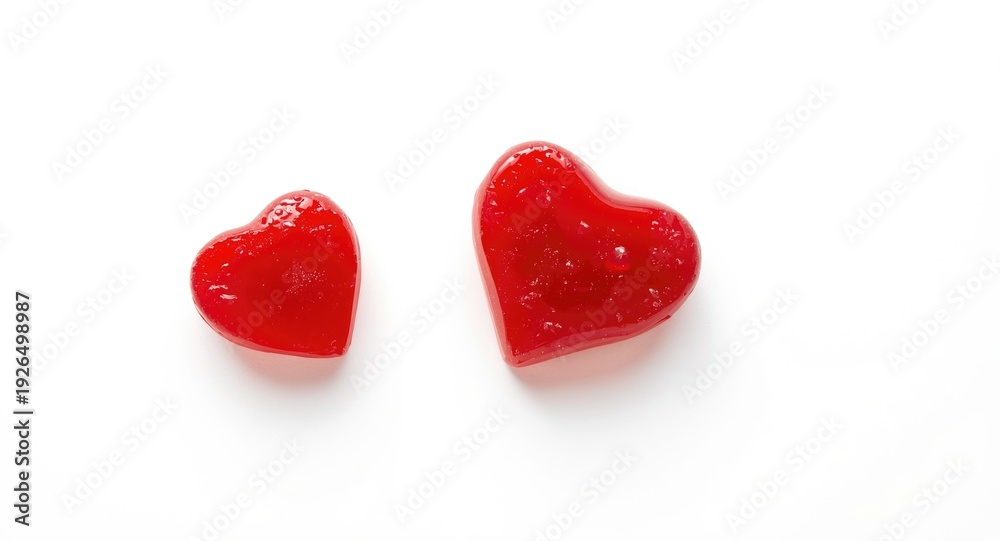Obraz premium Glossy red heart shaped candy piece separated on clean background