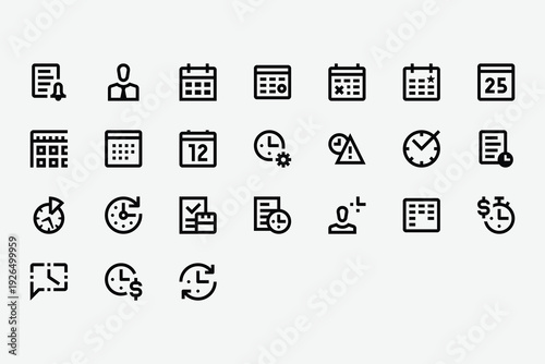 Project management Line Icon Set