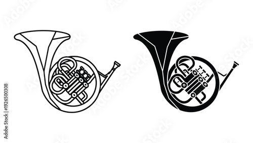 French horn illustration