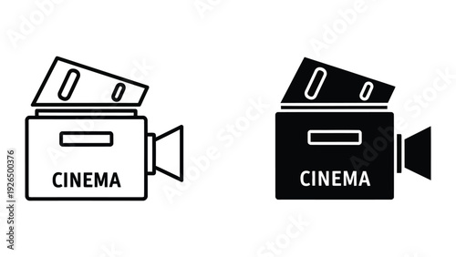Cinema camera icons in outline and filled styles