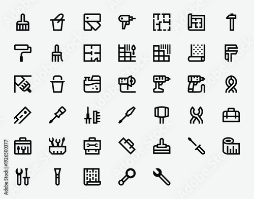 Renovation Line Icon Set